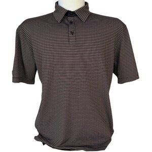 Fila Golf Polo Shirt Mens Large Maroon Black Striped Short Sleeves